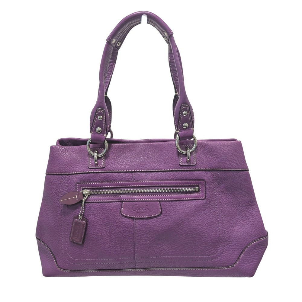 Coach Penelope Shopper Tote Purple Pebbled Leather Shoulder Bag 14425
